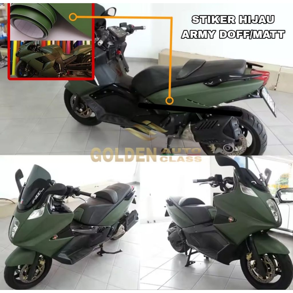 Stiker skotlet motor hijau army sticker hijau tua doff premium