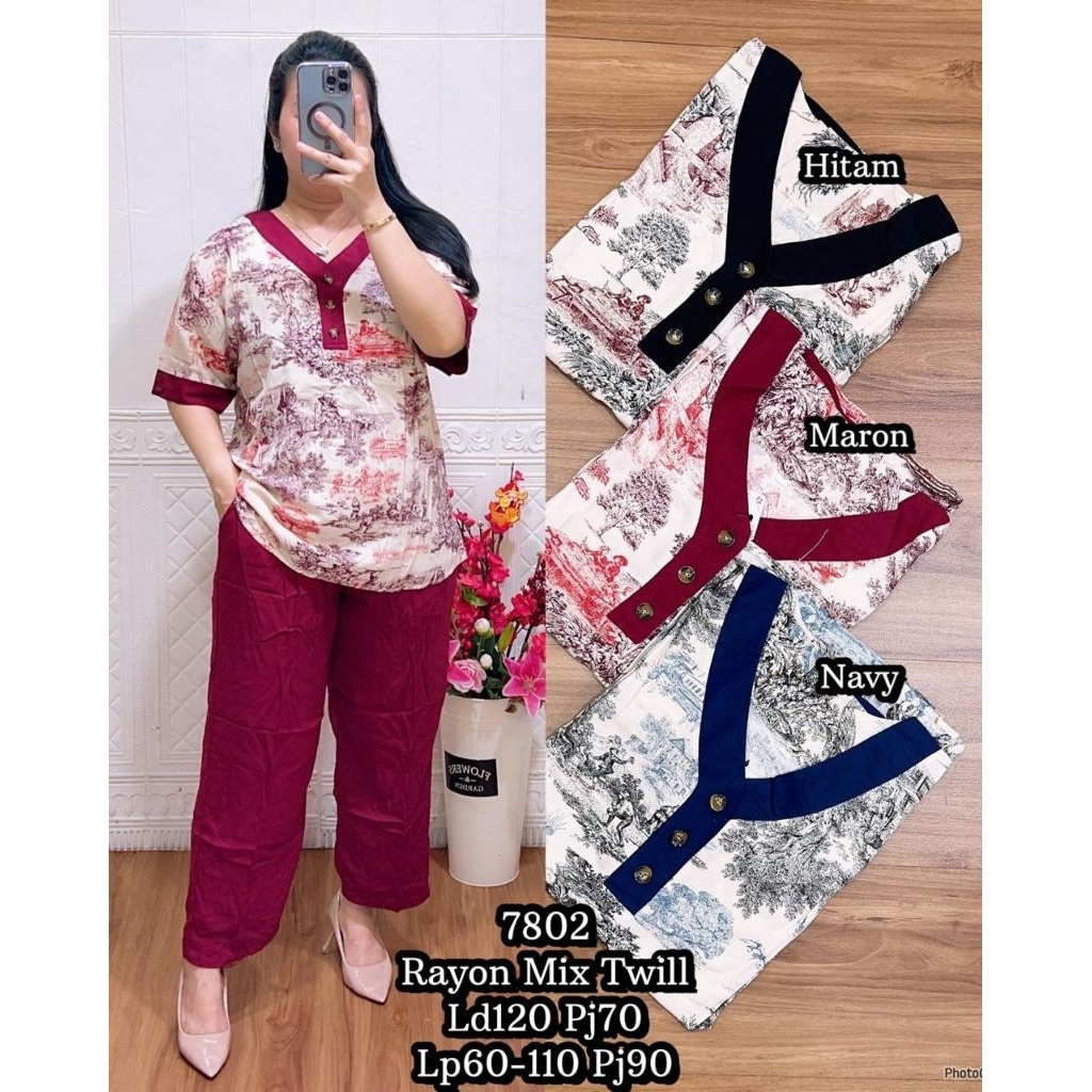 LF 7802 SETELAN CP CORAK BAHAN RAYON TWILL