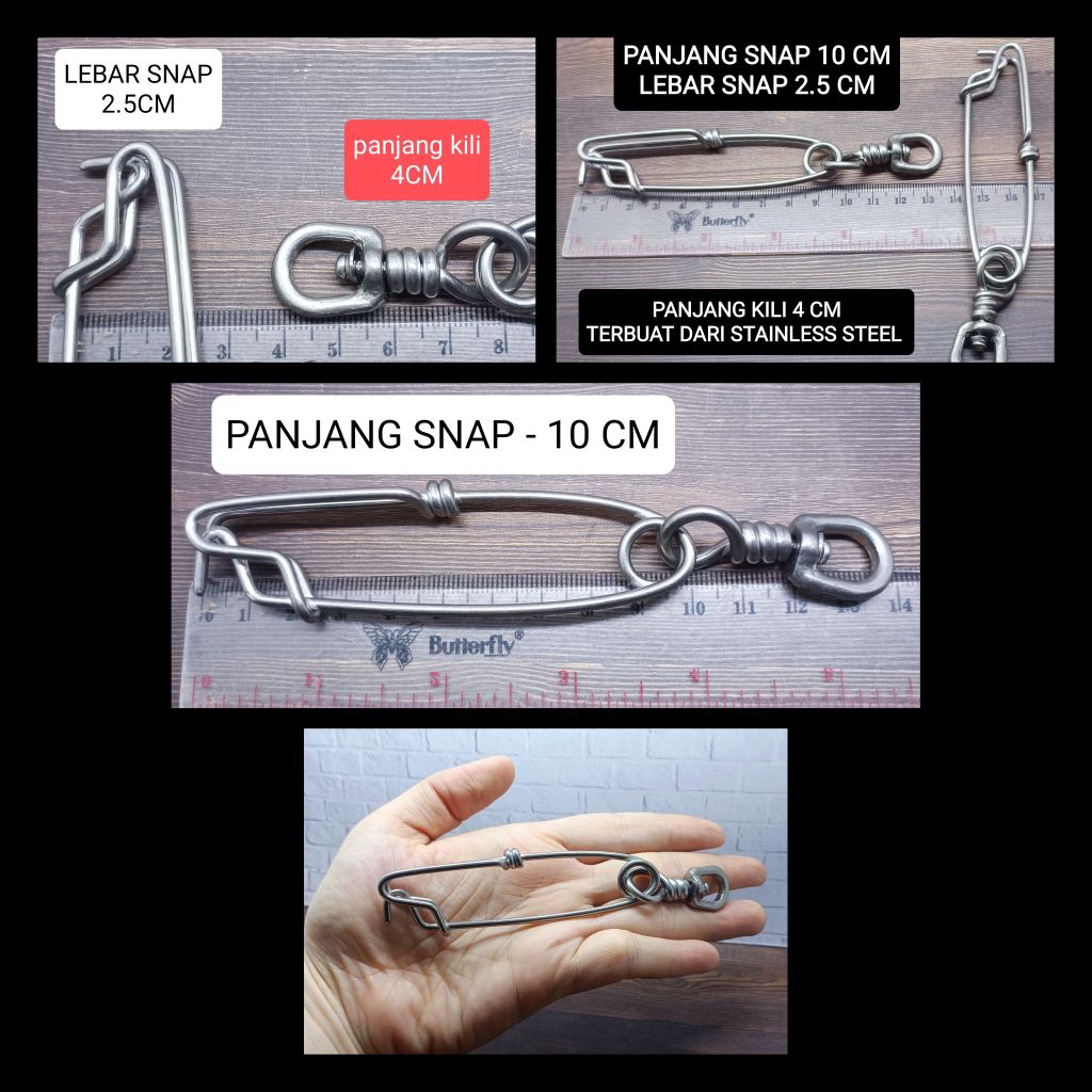 PENITI PANCING / SNAP PANCING 10CM KILI BITING JUMBO STAINLESS PLUS KILI / SWIVEL BESAR PENITI PANCI
