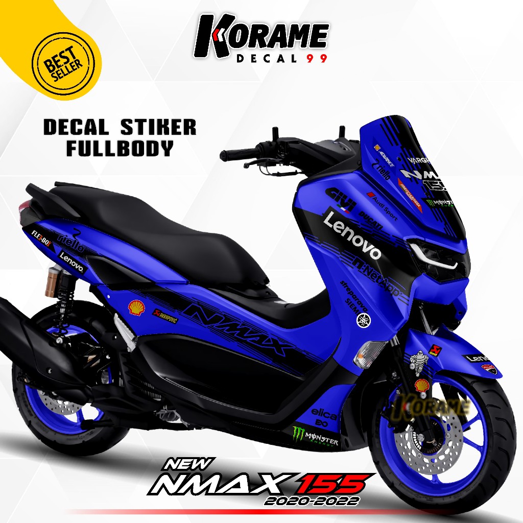 Decal New NMAX 155 Racing LNV Biru Sticker Motor Yamaha New NMAX 155