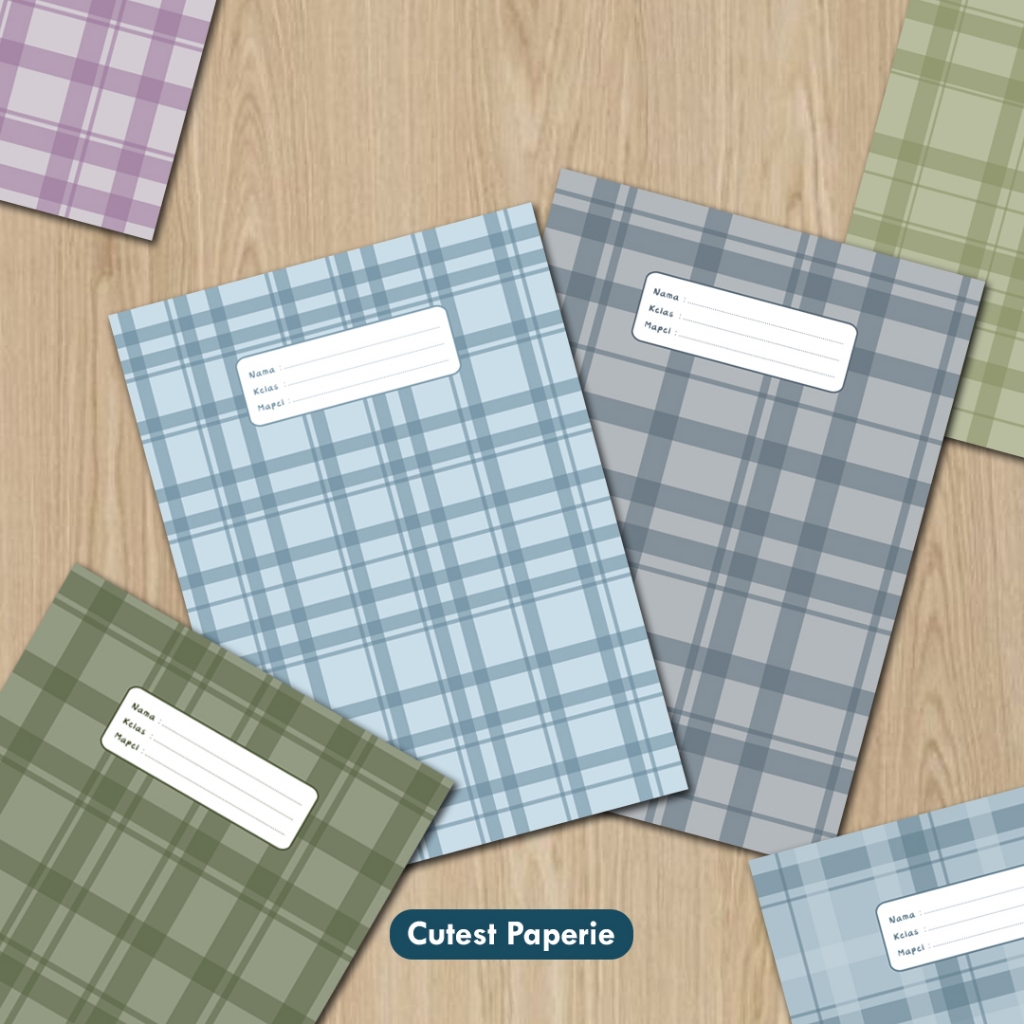 

[10 pcs] SAMPUL BUKU TULIS RETRO PASTEL NATURE MOTIF GRID