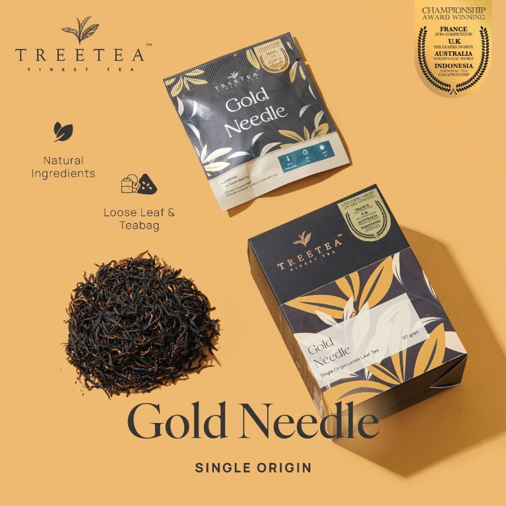 TreeTea Box Gold Needle Black Tea Loose Leaf Teh Hitam Lokal