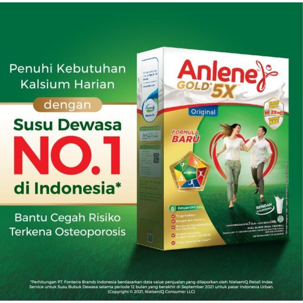 

Susu Anlene Gold 5X Susu Bubuk 240gr - Susu Tulang Sendi & Otot