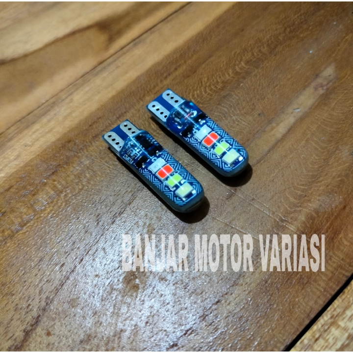 BANJAR MOTOR 2 PCS LAMPU SEN MOTOR COLOK T10 SEIN KEDIP 8 MATA LED 4 WARNA