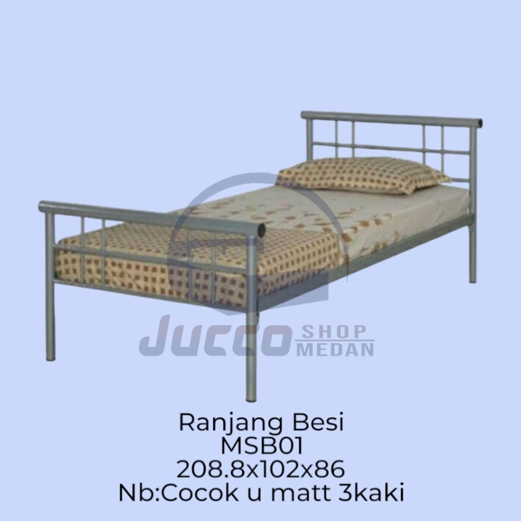 Rangka Ranjang Besi 90x200 MSB01 - Ranjang Besi Tanpa Matras - Rangka Besi  Medan - Ranjang Murah