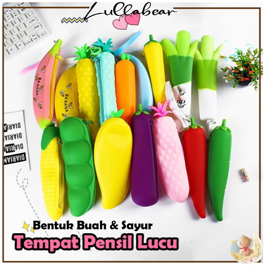 

TEMPAT PENSIL SILICON MODEL BUAH DAN SAYURAN / DENGAN RESLETING / KOTAK PENSIL PENSIL CASE FRUIT