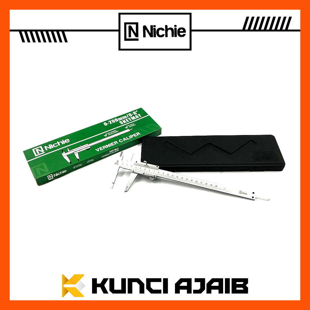 NICHIE Sigmat Analog 8 Inch Besi - Jangka Sorong Sketmat Vernier Caliper Pengukur Ukur Dimensi