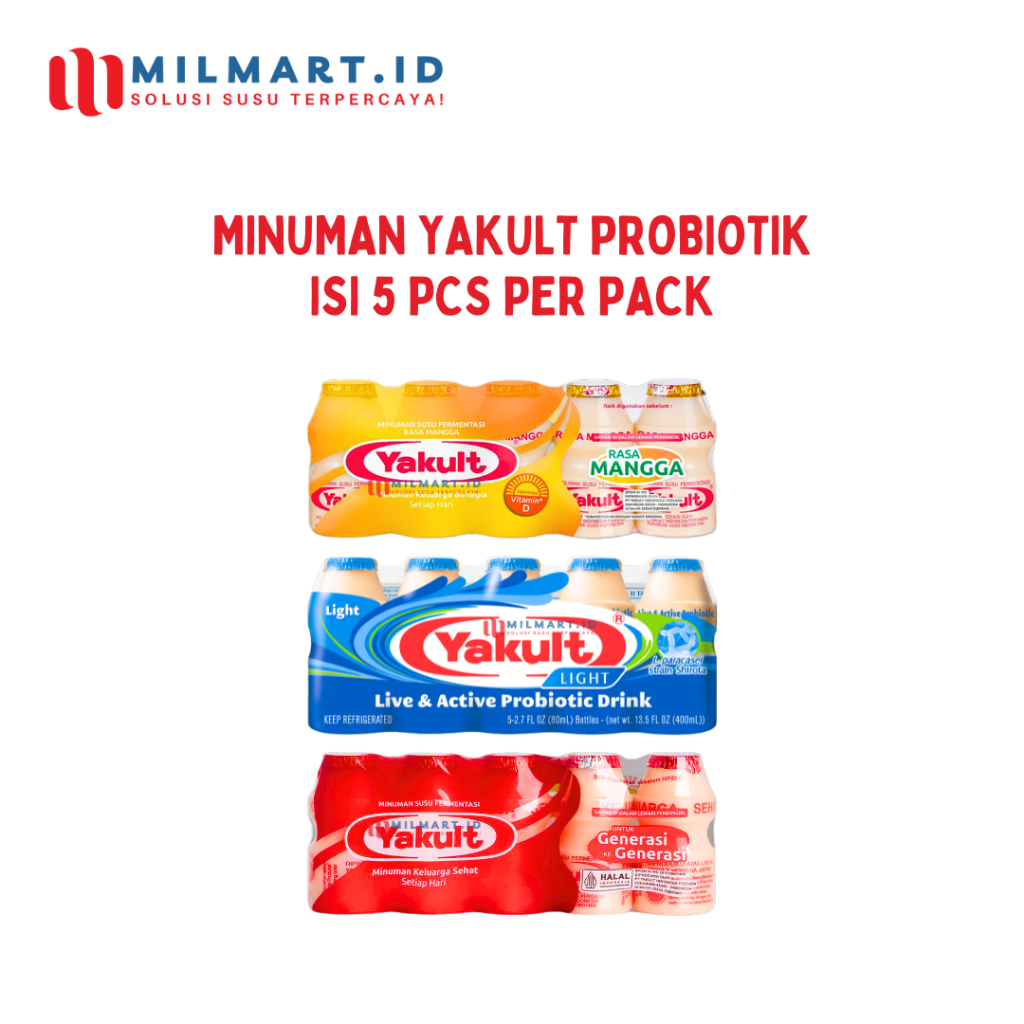 

YAKULT DRINK 65 ML × 5 PCS MINUMAN PROBIOTIK MINUMAN SUSU FERMENTASI LESS SUGAR