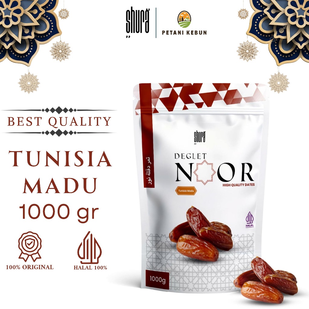 

Shura Kurma Tunisia 1 kg Deglet Noor Kemasan Pouch Original