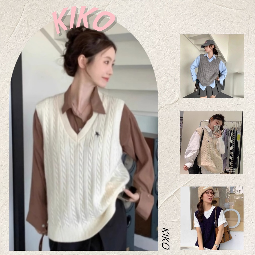 KIKO Vest Knit Import Grosir 72 knit import premium Rompi Rajut Wanita Korean  Style Big Size Atasan
