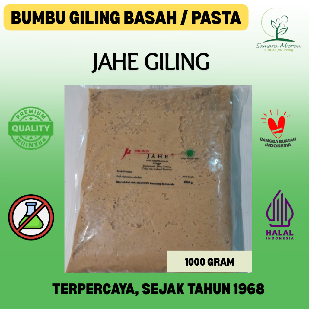 

Bumbu Dasar Samara Micron - Jahe Giling Basah - Jahe Pasta - 1000 Gram