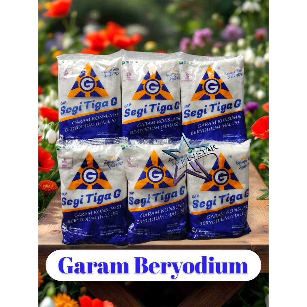 

6 Pcs Garam Segi Tiga G Beryodium (Halus) Kemasan 200 Gram