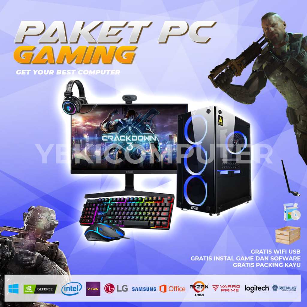PC I5 10400F RTX 3050 Monitor 32 Inch - PC FULLSET RTX 3050 - PC GAMING INTEL