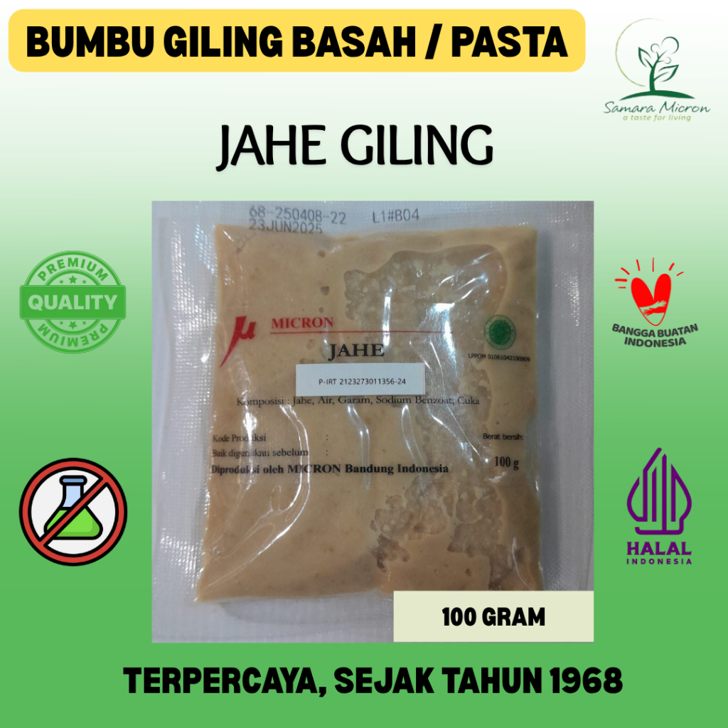 

Bumbu Dasar Samara Micron - Jahe Giling Basah / Pasta - 100 Gram