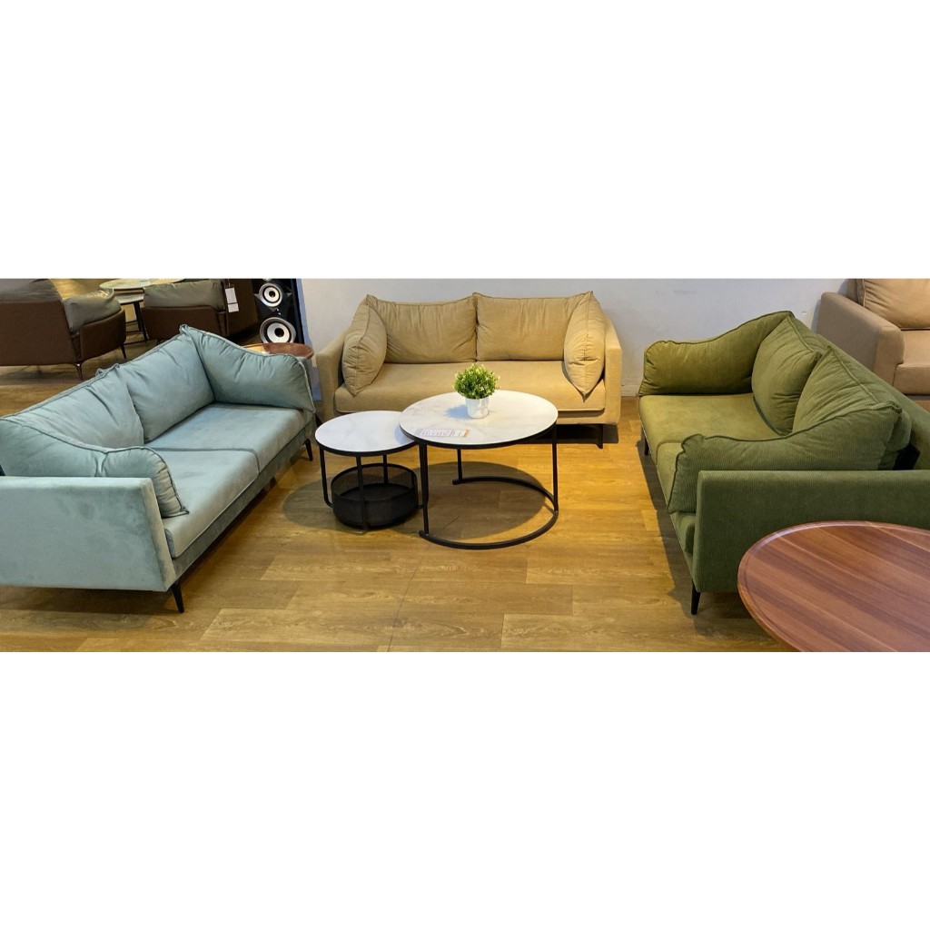 Homebaze - Sofa 2 Seater Uppsala, Sofa Kaki Besi, Bahan Halus, Murah dan Kokoh