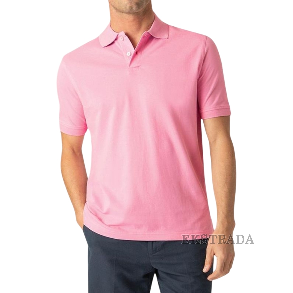 Kaos Kerah Pria Pink Muda Polos Polo Shirt Pria Lengan Pendek Kerah Fashion Kaos Pria Kekinian