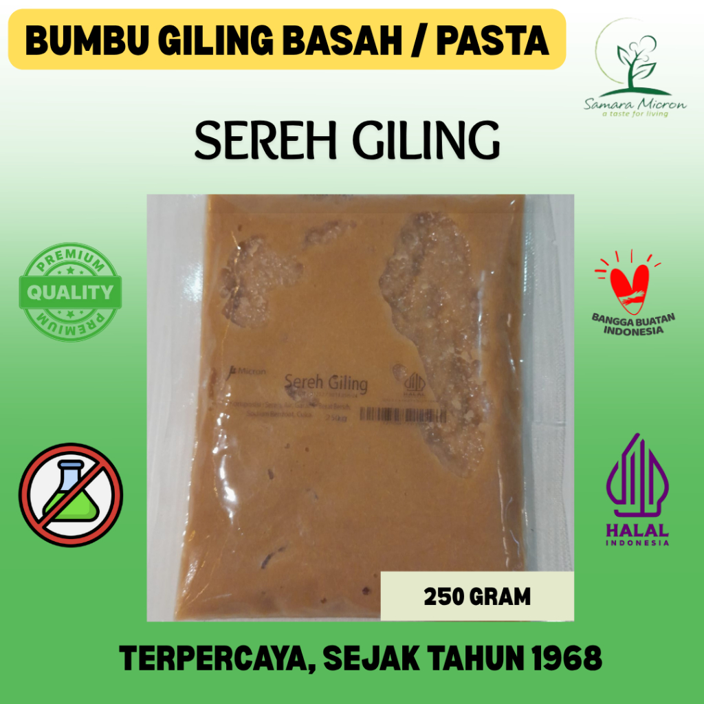 

Bumbu Dasar Samara Micron - Sereh Giling Basah / Sereh Pasta - 250 Gram
