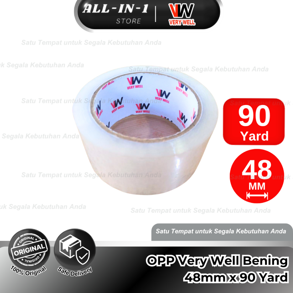 

Verywell Lakban OPP Warna Bening/Coklat Ukurang 48mm x 90Yard, PROMO MURAH