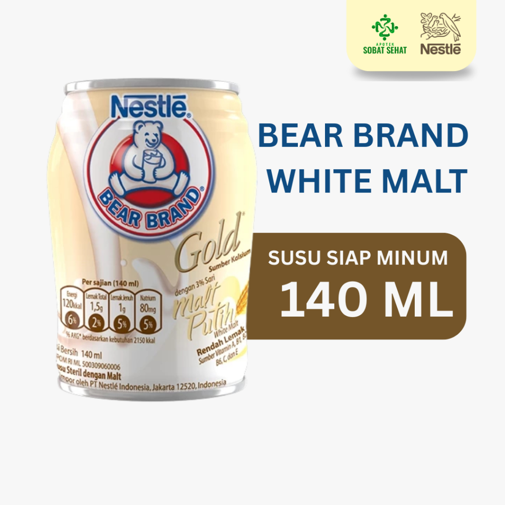 

BEAR BRAND Susu Kaleng Gold White Malt Susu Steril 140ml - Siap Minum