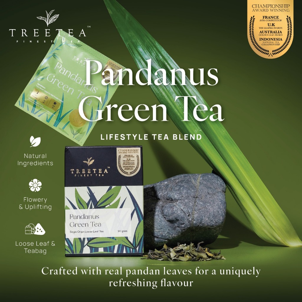 

Pandanus - TreeTea Box Green Tea Loose Leaf Teh Pandan Lokal Teh Rasa Wangi