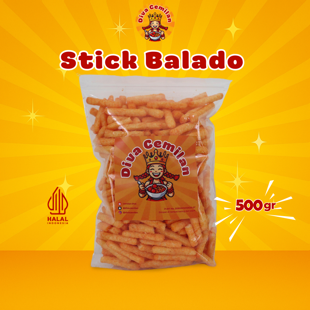 

500 gram Stik Balado Keju Gurih Renyah Diva Cemilan Snack Makanan Ringan