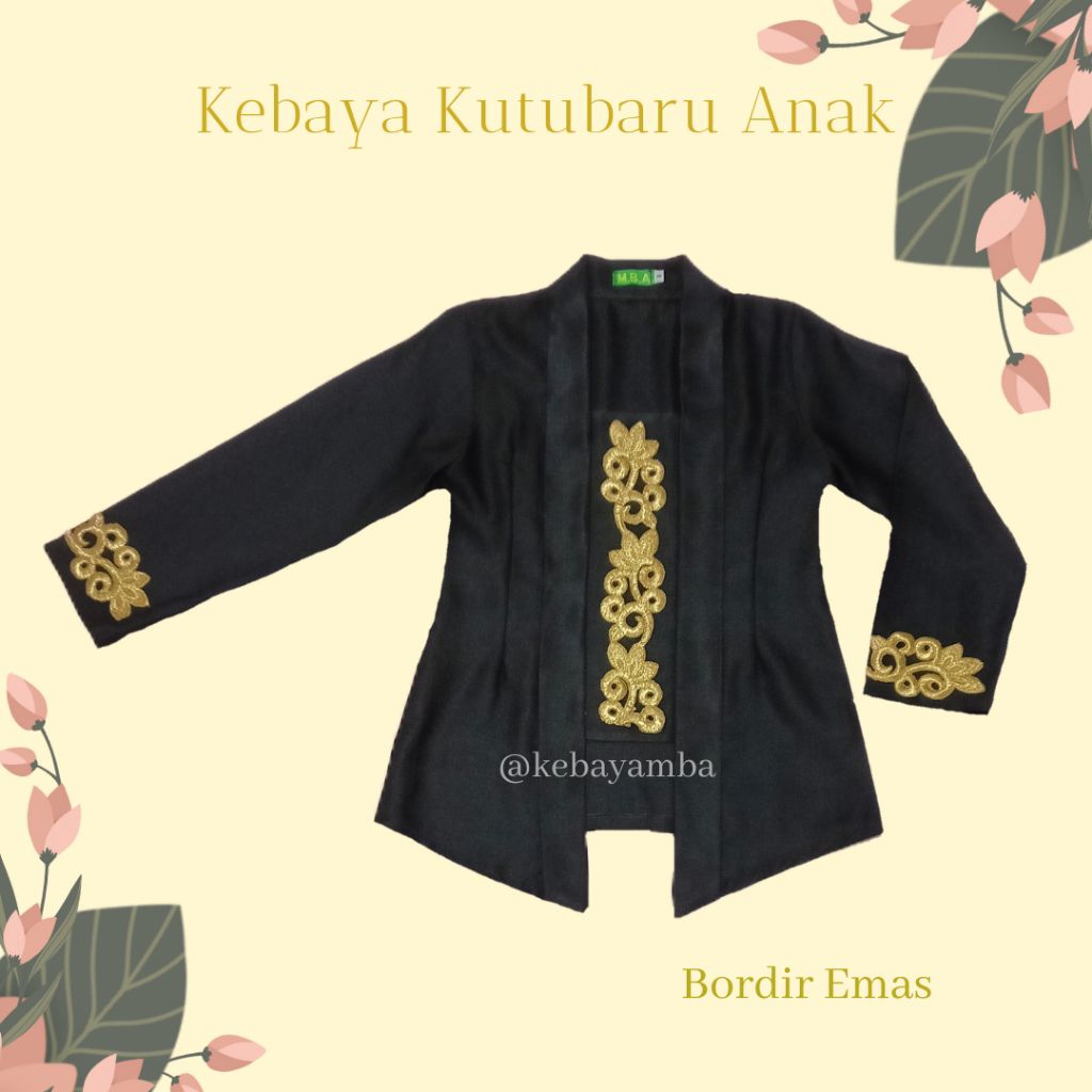 Kebaya Anak Kutu Baru Bordir 1 warna Hitam