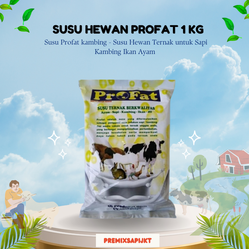 NEW SUSU HEWAN PROFAT 1 KG - Susu Profat kambing - Susu Hewan Ternak untuk Sapi Kambing Ikan Ayam MU