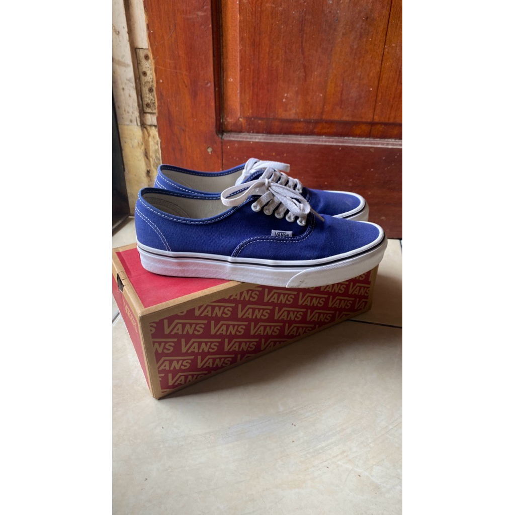 PRELOVED SEPATU VANS AUTHENTIC CLASSIC BIRU + BOX ORIGINAL PT NAVYA