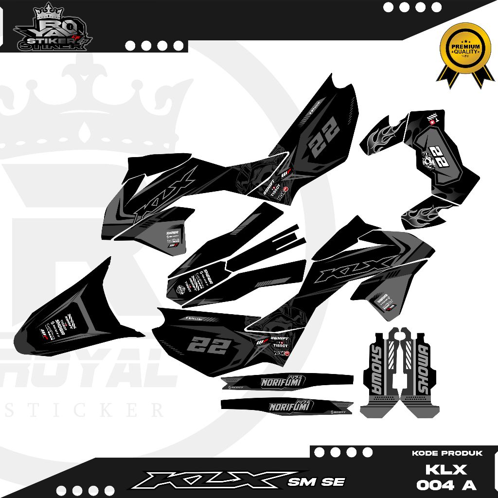 DECAL STIKER KLX SM SE -FULL BODY MOTOR KAWASAKI KLX BISA CUSTOM NAMA NOMOR - KLX 004
