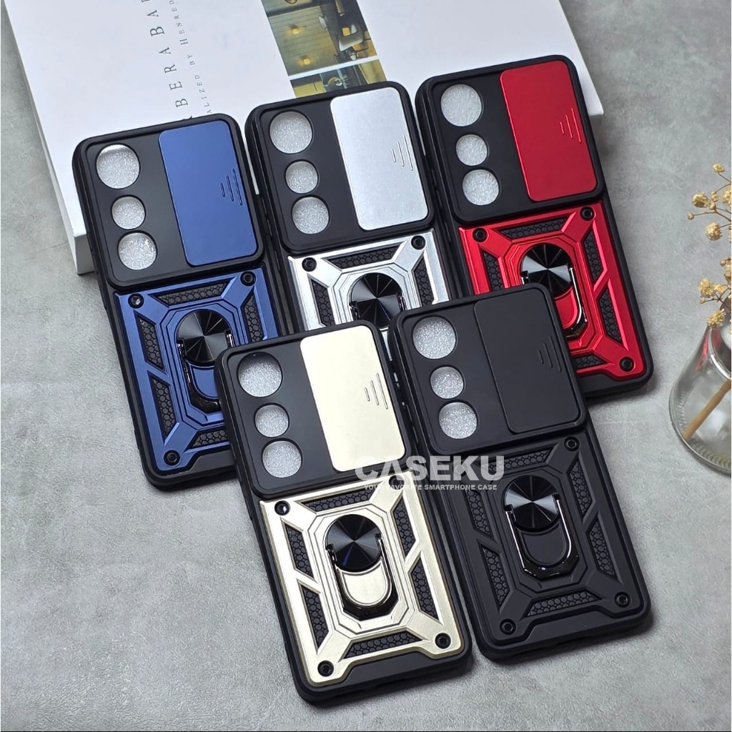 Vivo V50 Lite Case Armor Slide Protect Kamera Case Robot Slide Kamera + RingStand Case Vivo V50 Lite