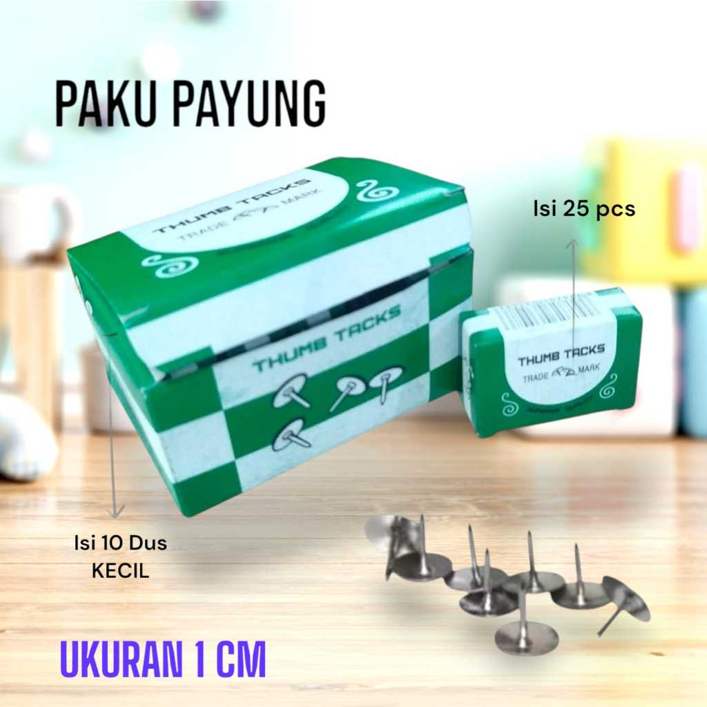 

Grosir Termurah Paku Payung 1 cm 1 kotak=20 pcs