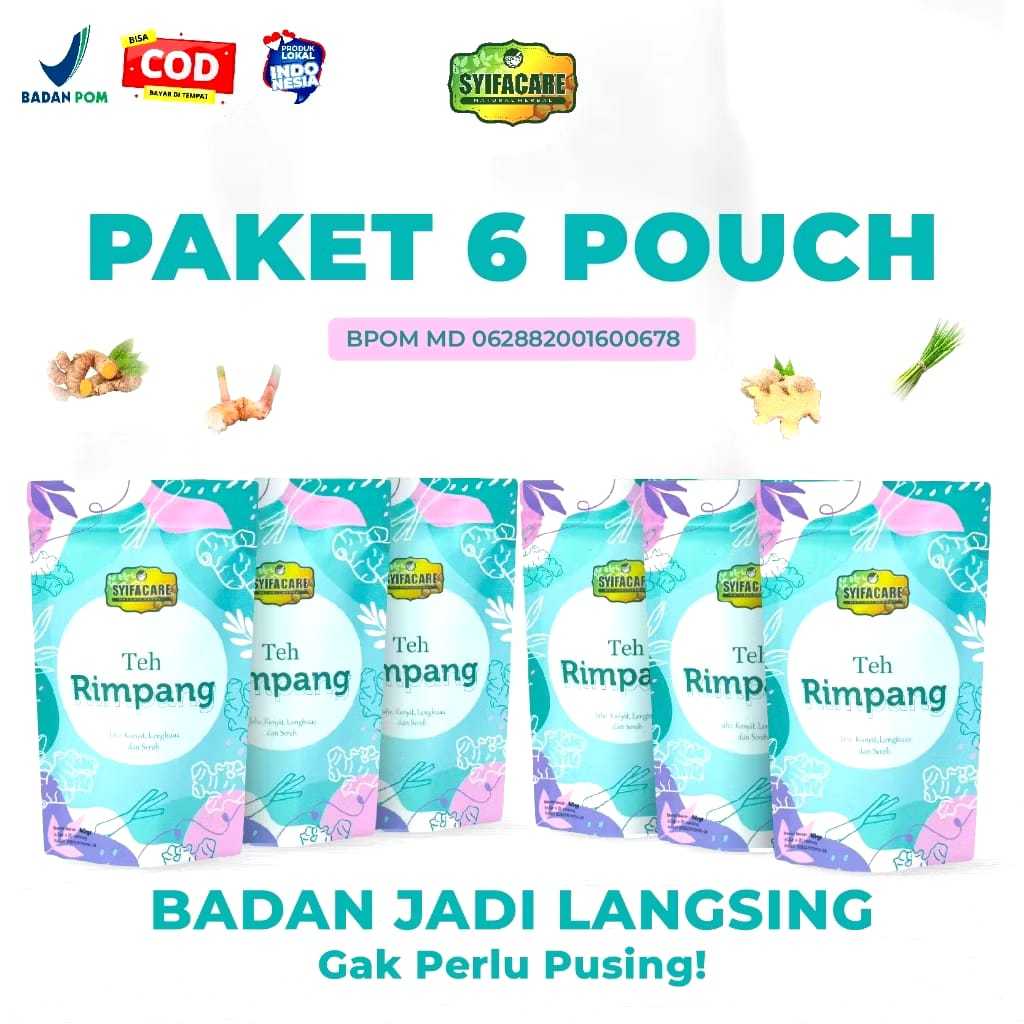 

Paket Usaha 6 pcs Teh Celup Rimpang Syifacare Bahan Herbal Alami Untuk Diet Detox Pelangsing Bpom