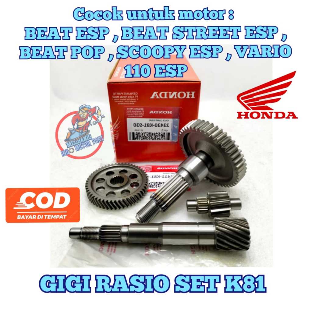 Gear Rasio Set Original Honda K81 Gigi Rasio Beat Sporty Beat Street Scoopy ESP Beat Pop Vario 110 L