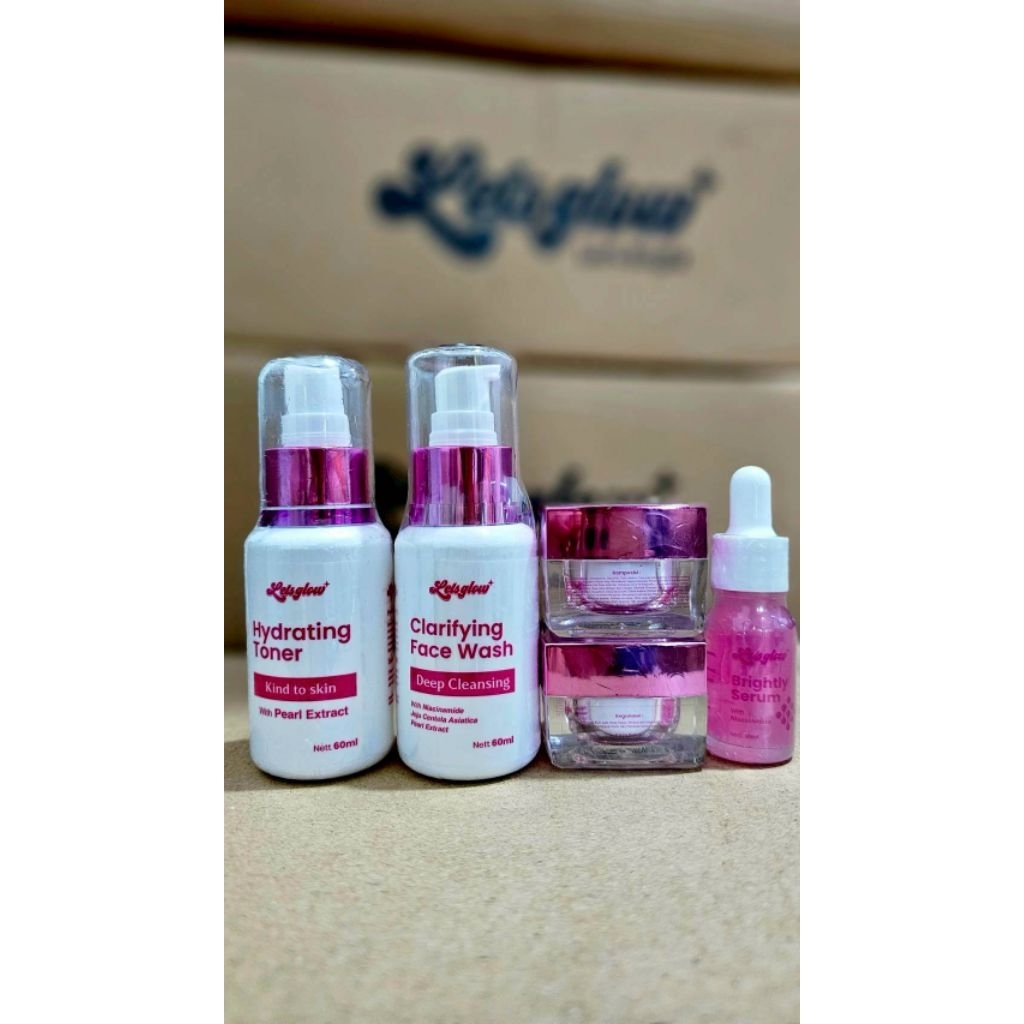 PAKET LETSGLOW SKINCARE LENGKAP  PERAWATAN WAJAH UNTUK FLEK HITAM - JERAWAT - BERUNTUS