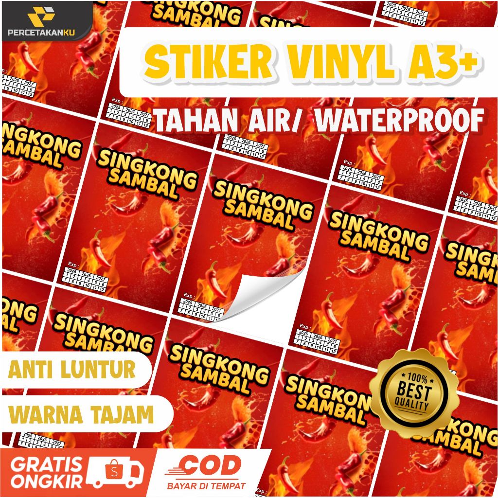 

Cetak Stiker Vinyl Anti Air Label Kemasan Makanan Minuman Label Usaha A3+