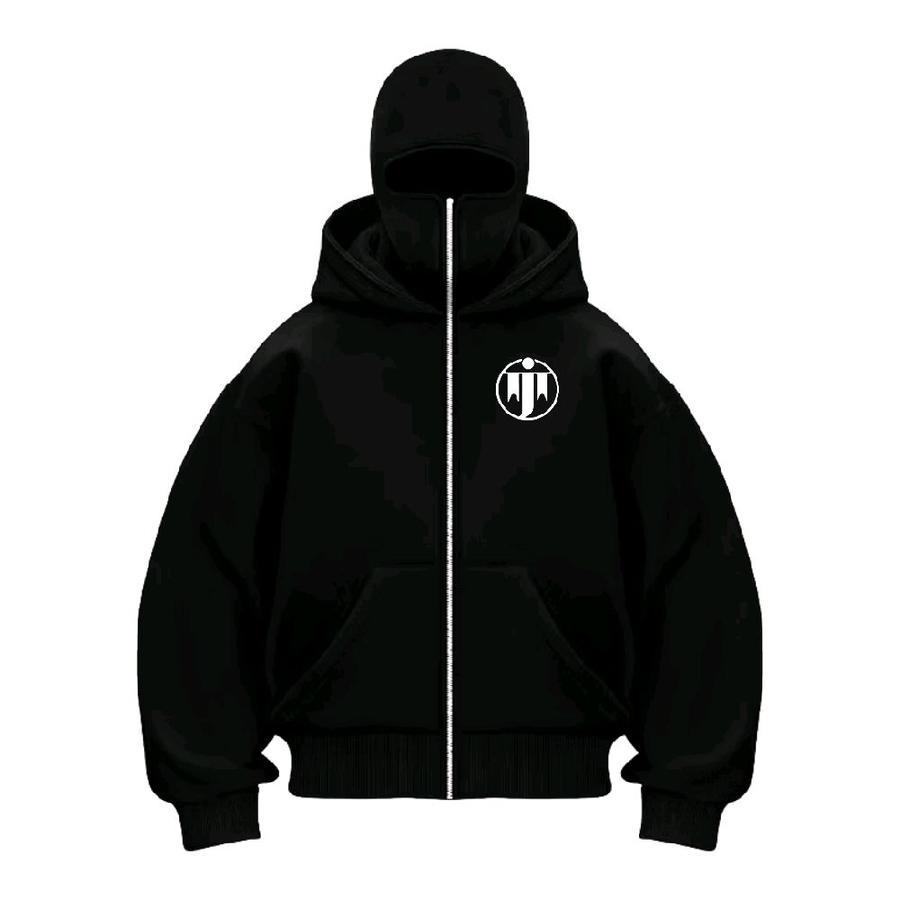 HOODIE BALACLAVA Zipper Jakarta Mistery Motip Logo Reflektive Jaket Hoodie Boxy Hitam Ninja Balaclav