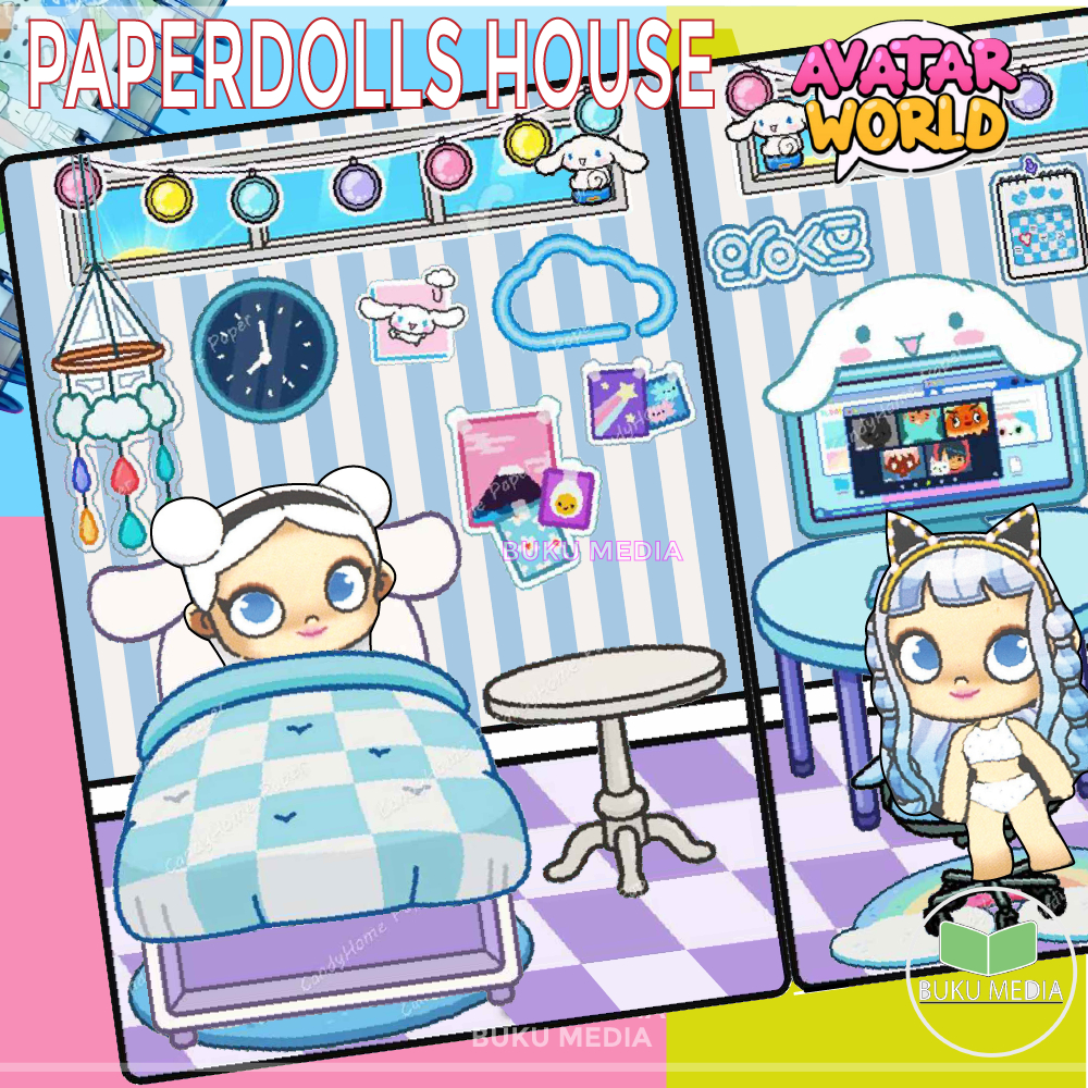 TOCA BOCA AVATAR WORLD PAZU CINAMOROL KUROMI mainan edukatif anak perempuan boneka kertas paper doll
