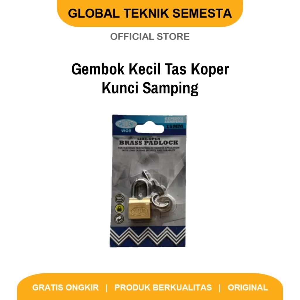 Gembok Kecil Tas Koper Kunci Samping Mini Besi Kuningan Anti Karat Kuat Bagus
