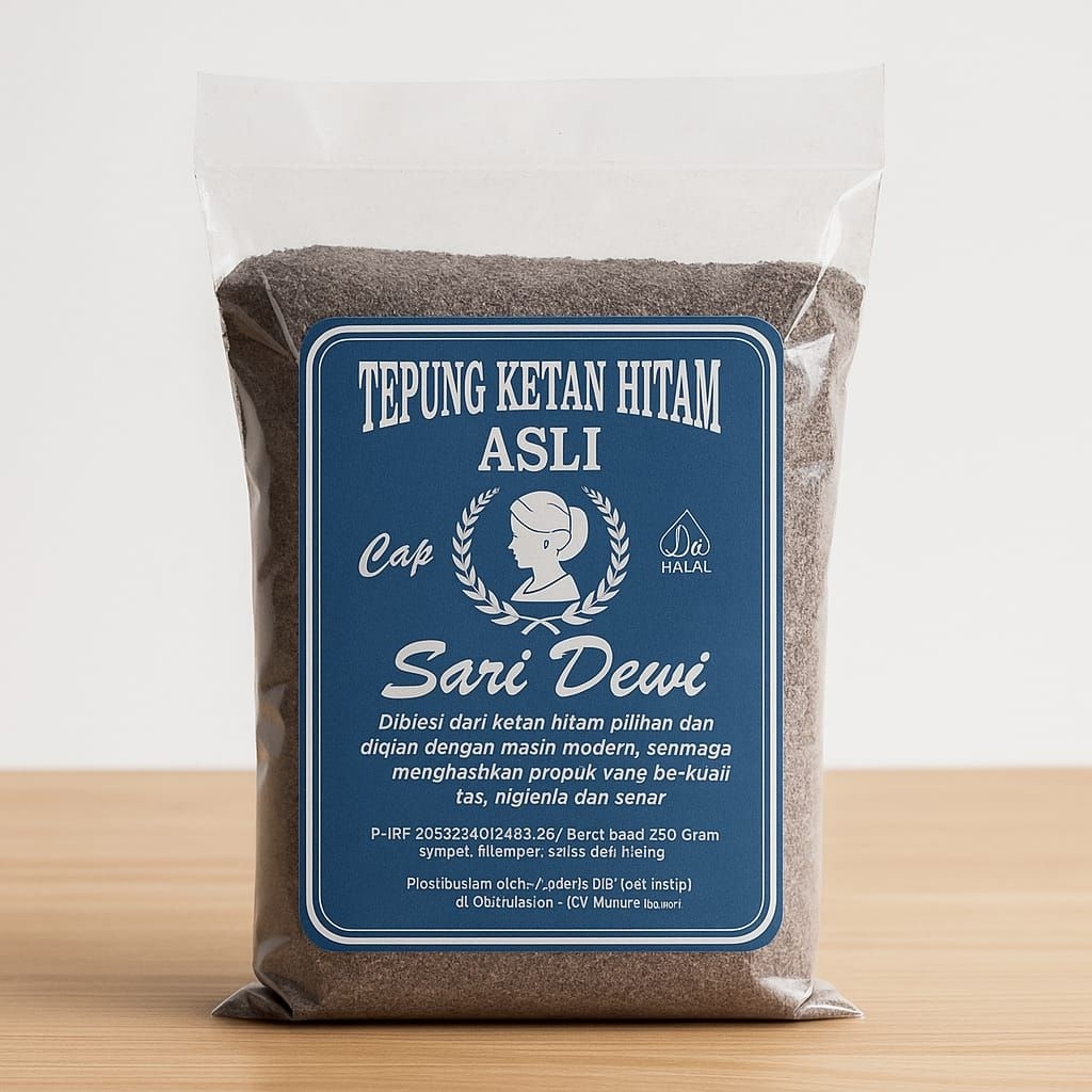 

Tepung Ketan Hitam Asli Cap Sari Dewi – 250 Gram