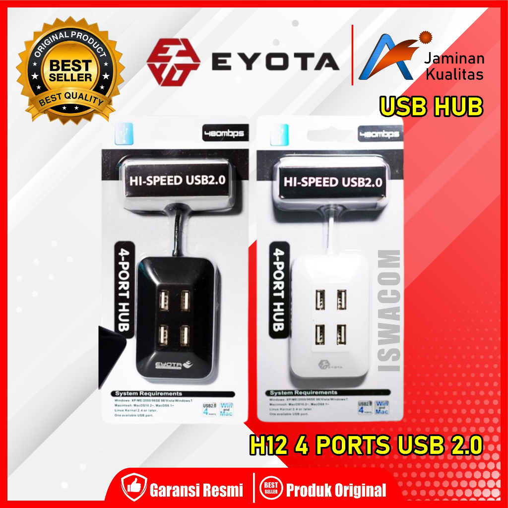 Usb 2.0 Hub Usb 4 Lubang Port 4 Switch