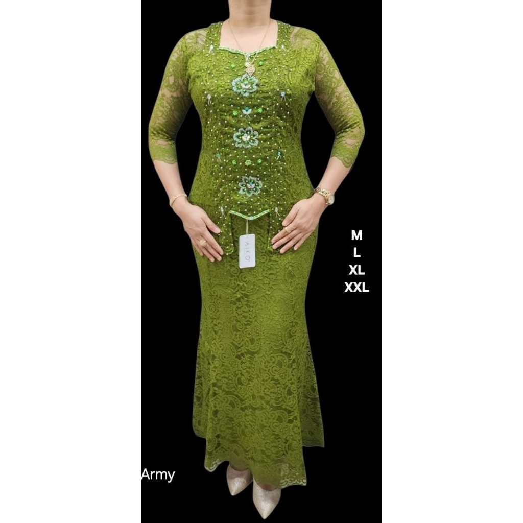 Setelan rok brokat renda