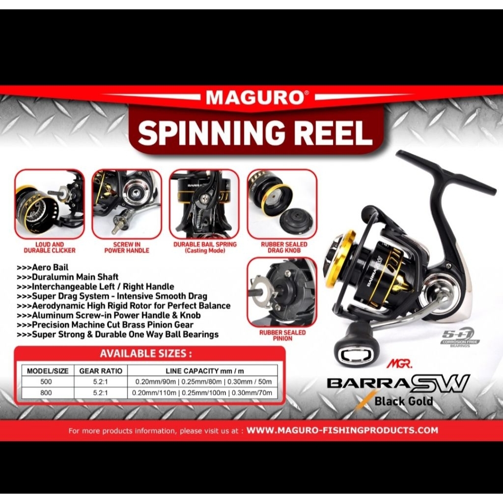 Reel Pancing Ultralight UL Maguro Barra SW 500/800 Power Handle