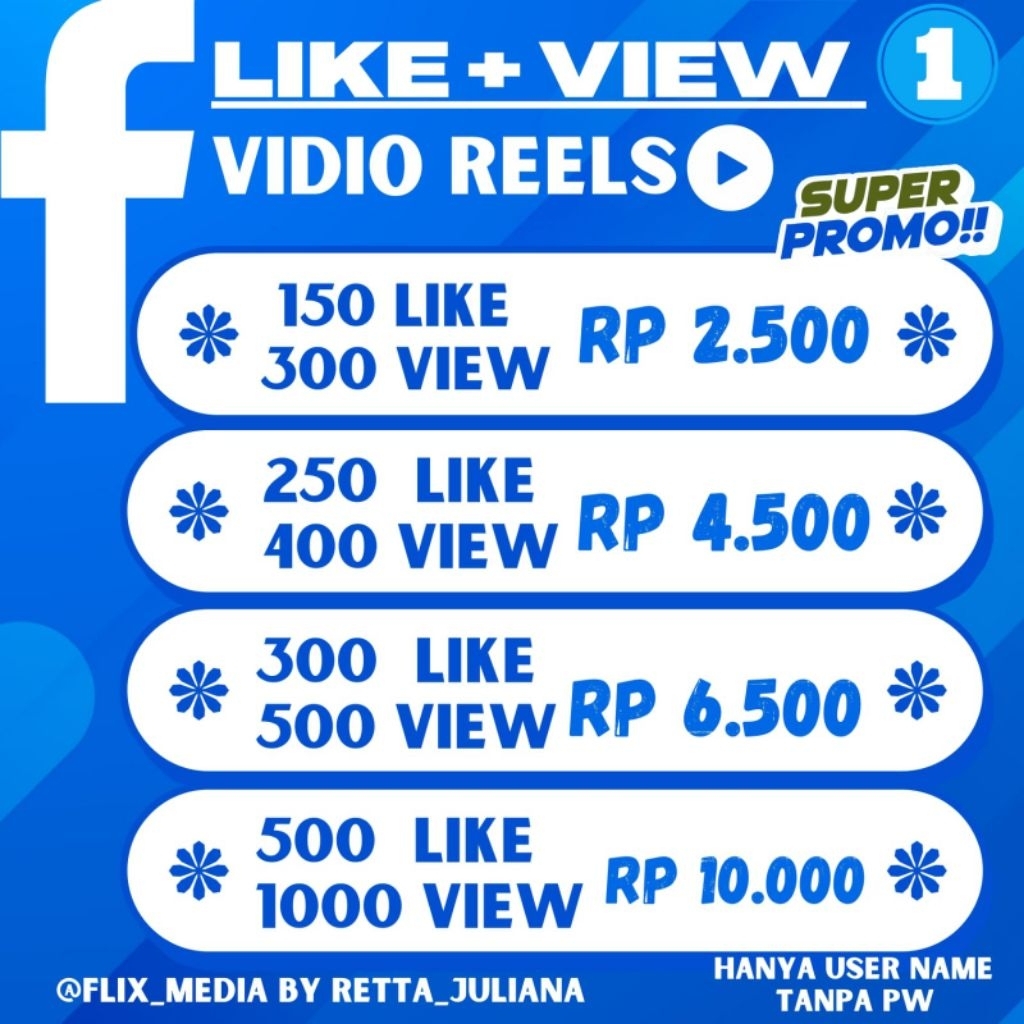 FACEBOOK REELS Like View Paket Like View Video Reels