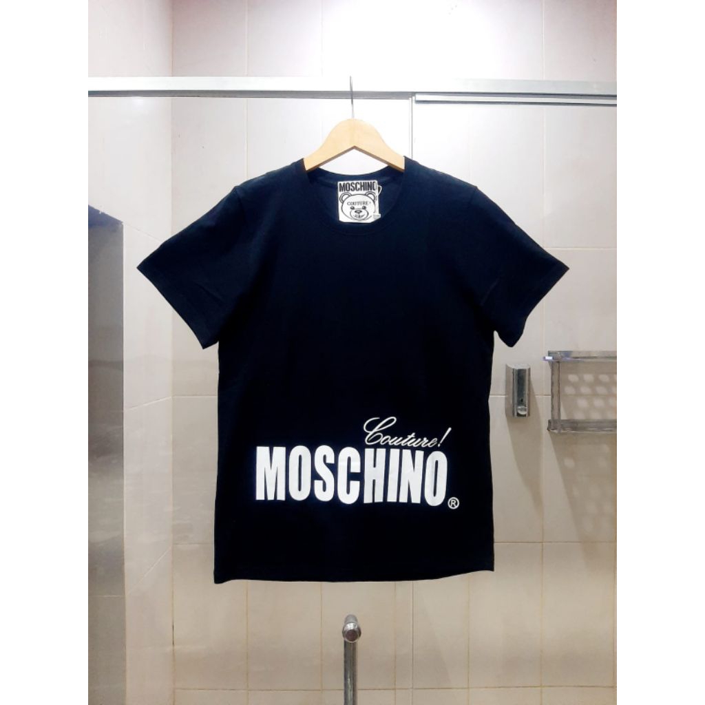 ( MOSCHINO ) KAOS T-SHIRT LADIES SHORT SLEEVE NEW EDITION BLACK 100% ORIGINAL