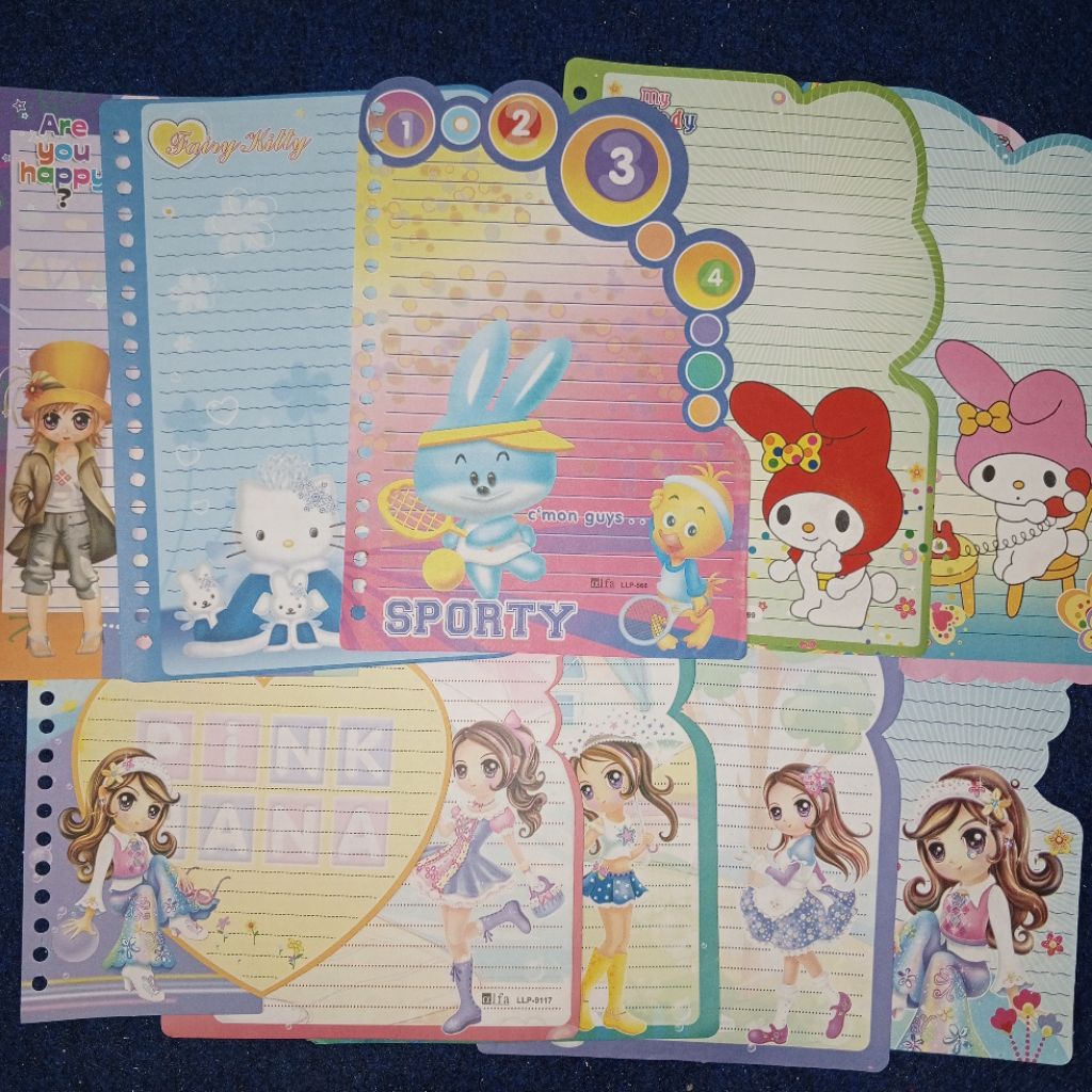 

[ MINIMAL ORDER 5 LEMBAR - VOL 3 DIGIT SPECIAL ] ISI BINDER KERTAS LOOSE LEAF MERK ALFA TEBAL A5 KARAKTER GAMBAR KARTUN LAWAS RARE LANGKA UNIK BERUANG PINK HANNA RAA RAA ROO ROO MINMIE HELLO KITTY