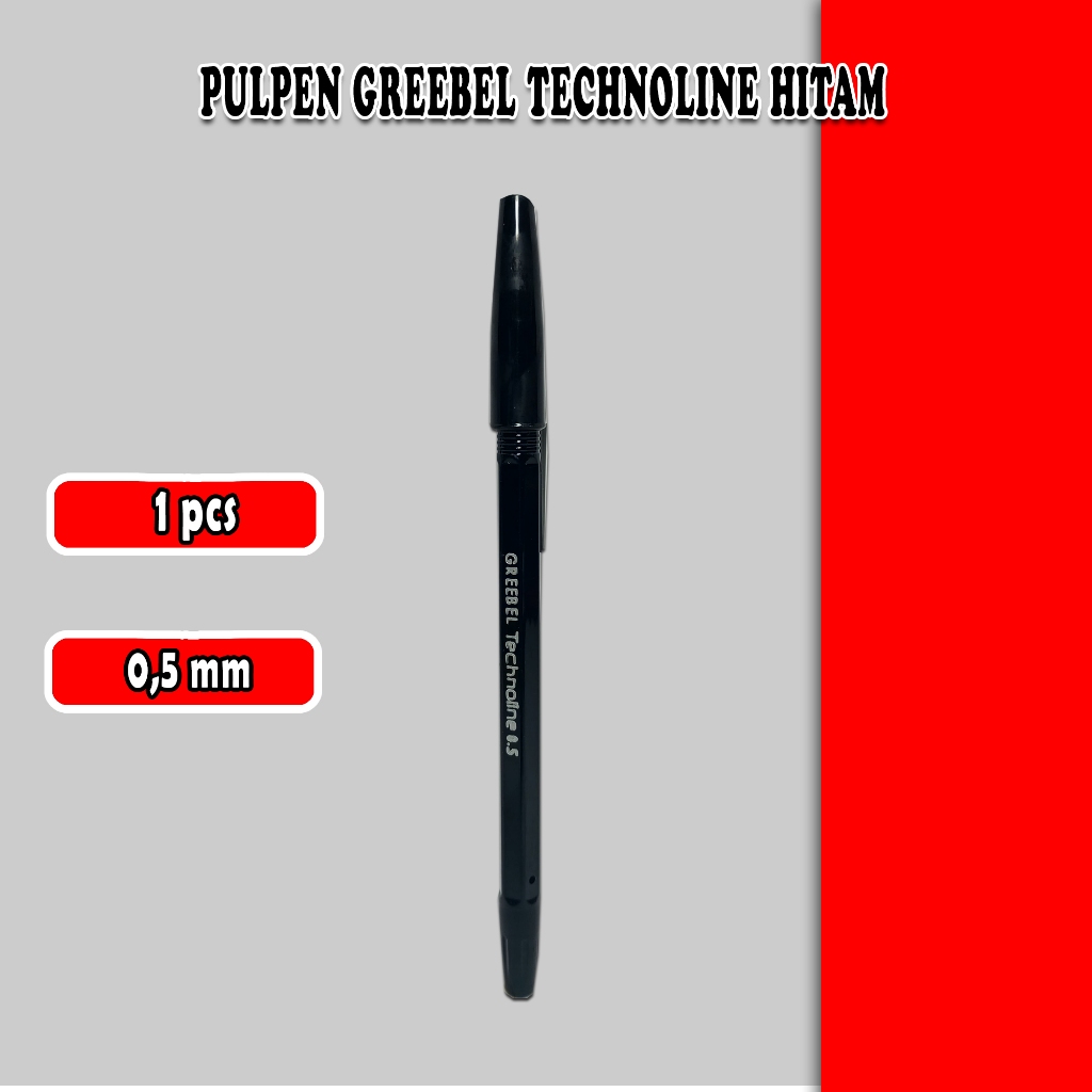 

pulpen greebel technoline / hitam / merah / 1 pcs