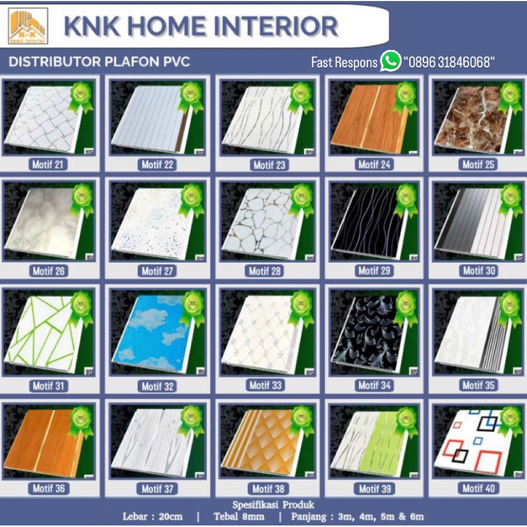 Plafon PVC / PVC / DINDING PVC / ANTI RAYAP / PALAFON PVC MINIMALIS / PLAFON PVC MOTIF KAYU / PLAFON