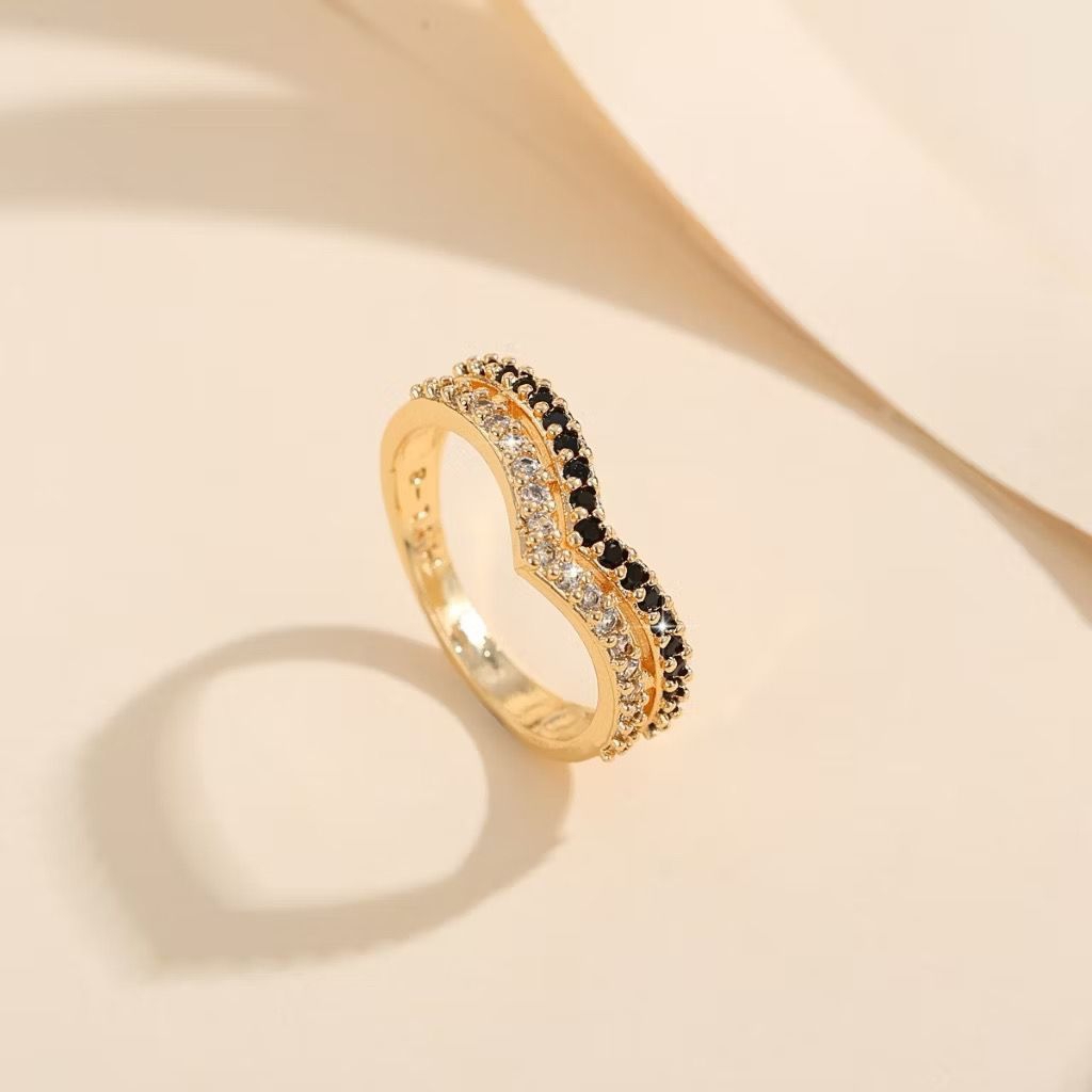 Cincin wanita korea style cincin fuji kombinasi hitam fashion aksesoris perhiasan wanita