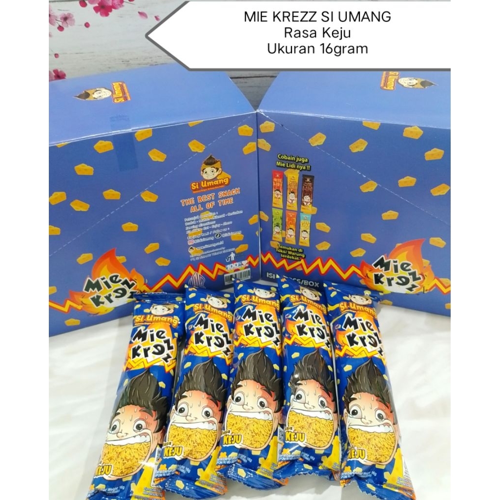 

MIE KREZZ SI UMANG Makanan Mie Krezz 16 gram isi @22pcs ( Box ) Exp aman