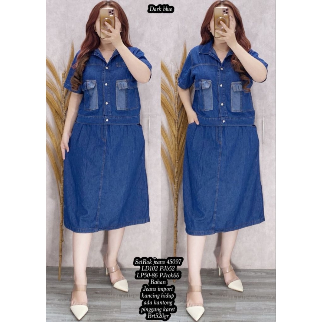 001 50067 DAR FER 45097 / 50067 SET ROK JEANS BKK IMPORT / SET ROK JEANS WANITA LD 100CM / READY / R